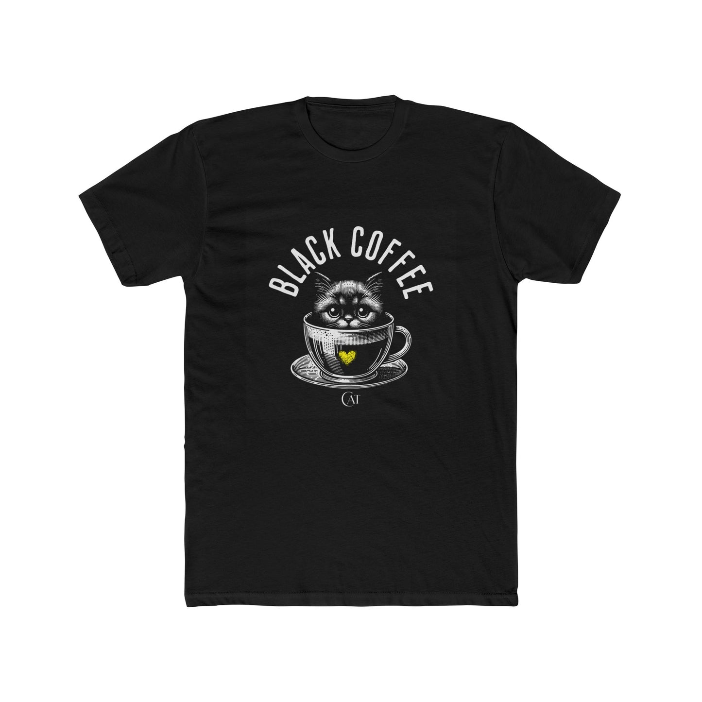 Unisex Cotton Crew Tee Black coffee cat