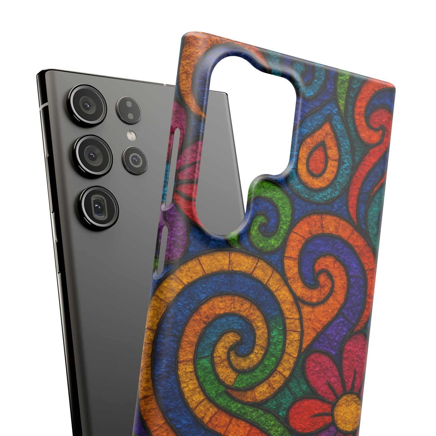 Psychedelic Hippie Phone Case, Boho Rainbow Retro 70s Groovy Art Cover