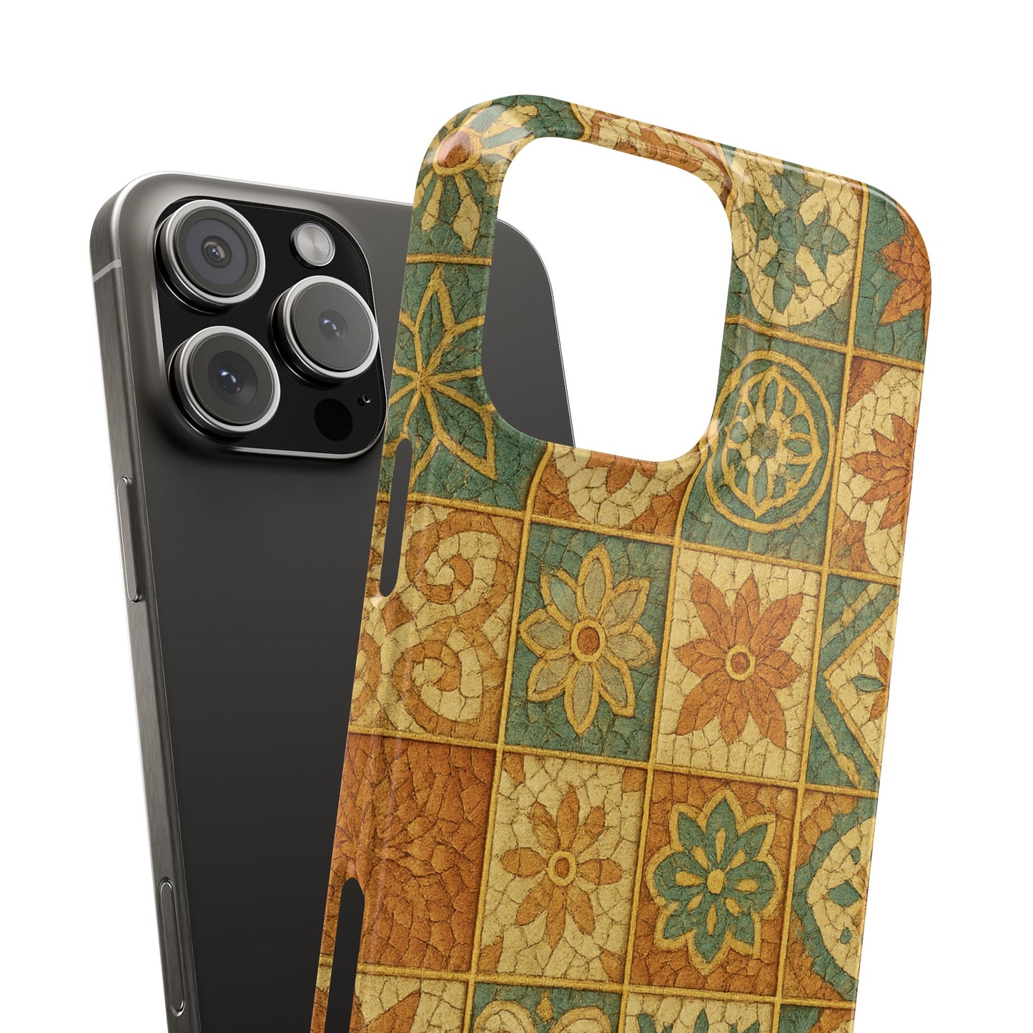 Slim Phone Cases Broken Beauty 3D Glass iPhone Case | Shattered Tile Aesthetic | Gold Lines & Textured Resin Effect