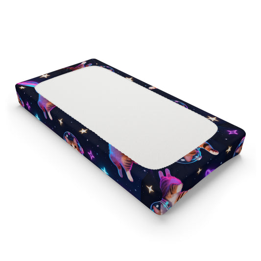 Astronaut Cat Baby Changing Pad Cover | Space Kitten Nursery