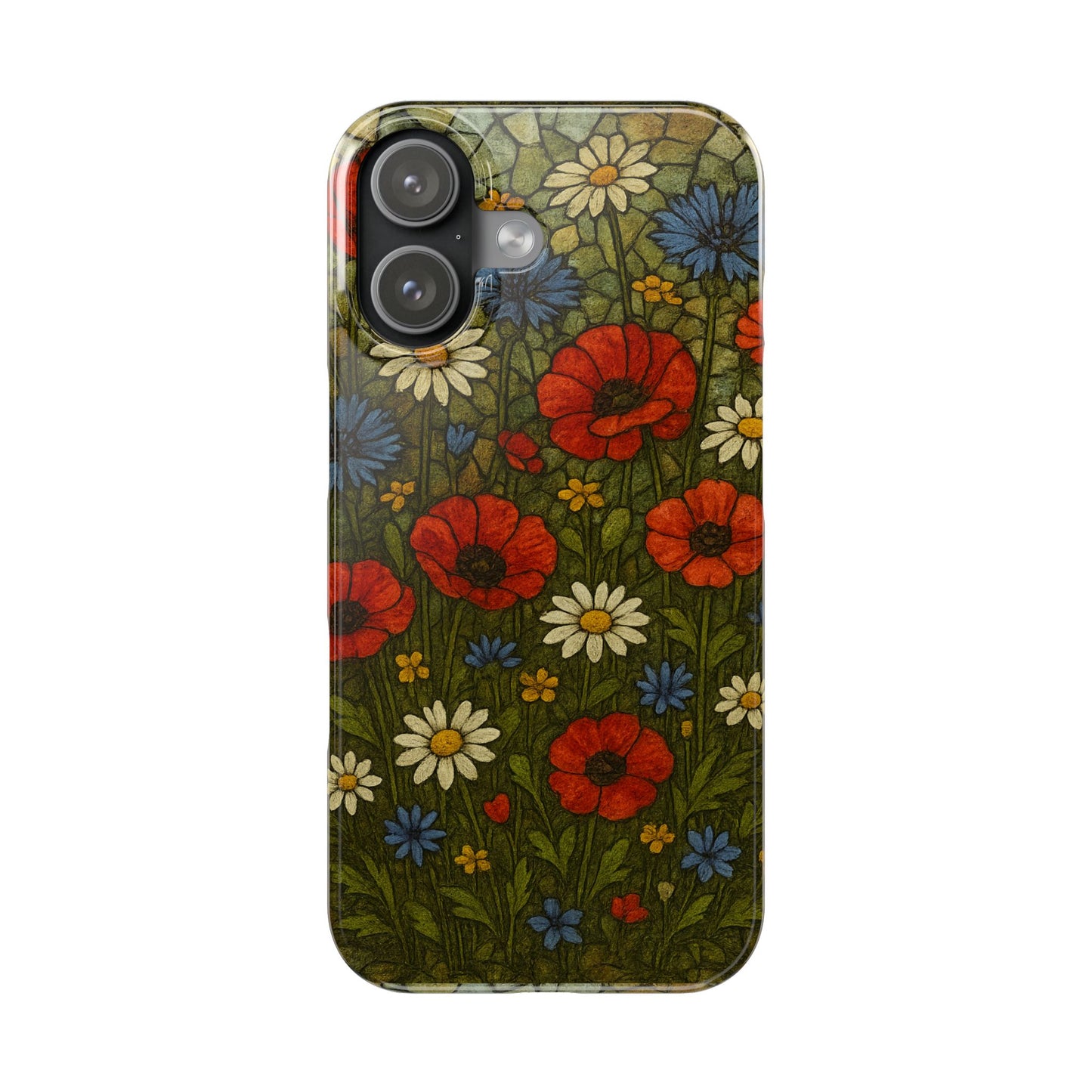 Slim Phone Cases  Wildflower Mosaic Floral Art | Colorful Stained Glass Flowers | Boho Botanical
