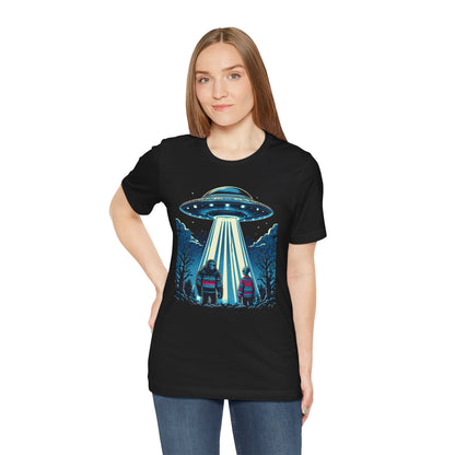 Alien Spaceship and Bigfoot Ugly Christmas Sweater Tee