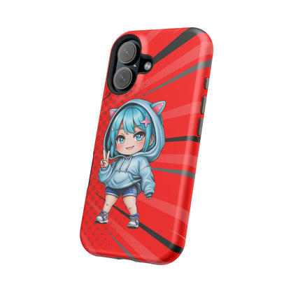 Phone Cases, Cute Chibi Girl in Cat Hoodie, Kawaii Anime Design, Protective Cover, Gift for Anime Fans, Cute Phone Accessories, Cat Lover