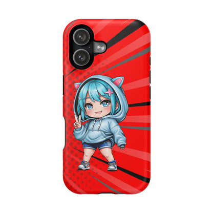 Phone Cases, Cute Chibi Girl in Cat Hoodie, Kawaii Anime Design, Protective Cover, Gift for Anime Fans, Cute Phone Accessories, Cat Lover