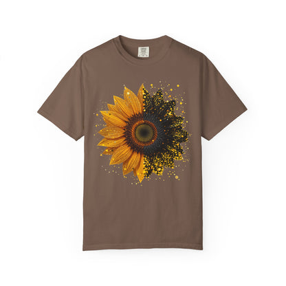 Sunflower Unisex Garment-Dyed T-shirt, Yellow Flower Tee, Floral Shirt, Botanical Top, Nature Lover Gift