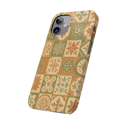 1Slim Phone Cases Boho Dreams Mosaic iPhone MagSafe Case | Vintage Tile Aesthetic | Terracotta, Teal & Gold Ceramic Design