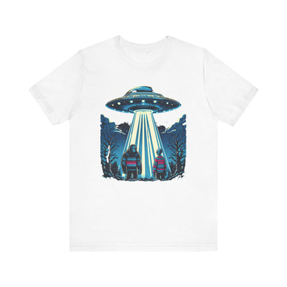 Alien Spaceship and Bigfoot Ugly Christmas Sweater Tee