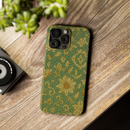 Slim Phone Cases Desert Bloom Boho Mosaic iPhone Case | Handcrafted Ceramic Tile Look | Warm Terracotta & Rose