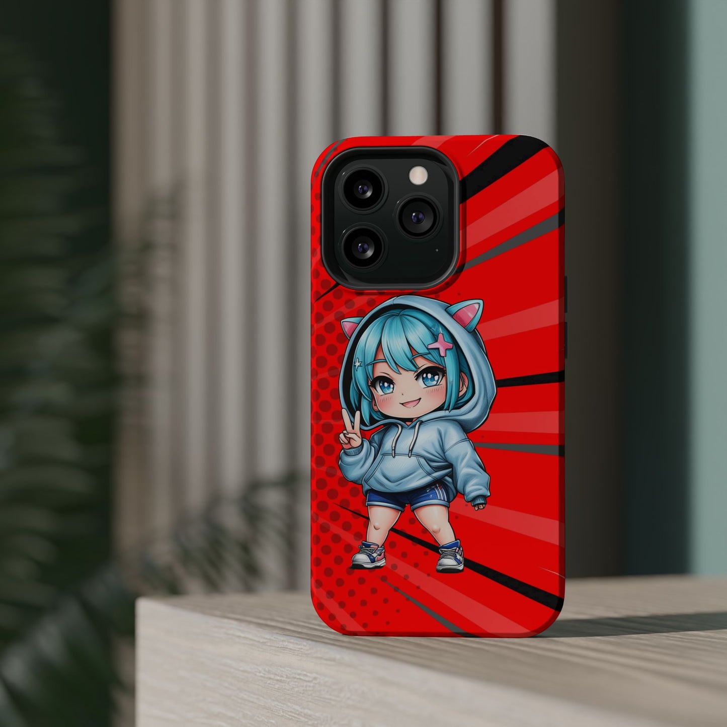 Phone Cases, Cute Chibi Girl in Cat Hoodie, Kawaii Anime Design, Protective Cover, Gift for Anime Fans, Cute Phone Accessories, Cat Lover