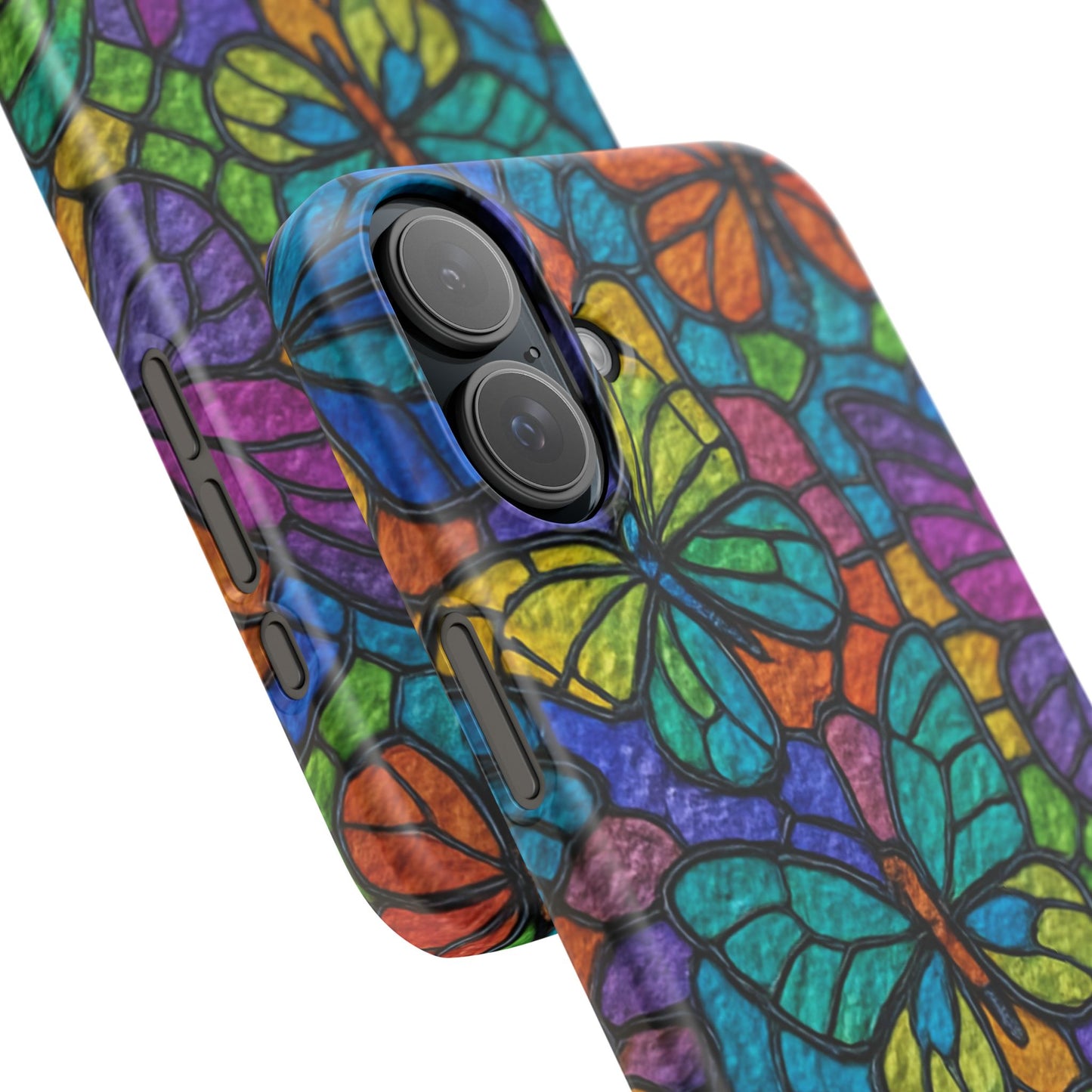 Psychedelic Butterfly Mosaic Phone Case, Trippy Hippie Butterflies,  Rainbow Stained-Glass Art Cover | Boho Festival Aesthetic Case