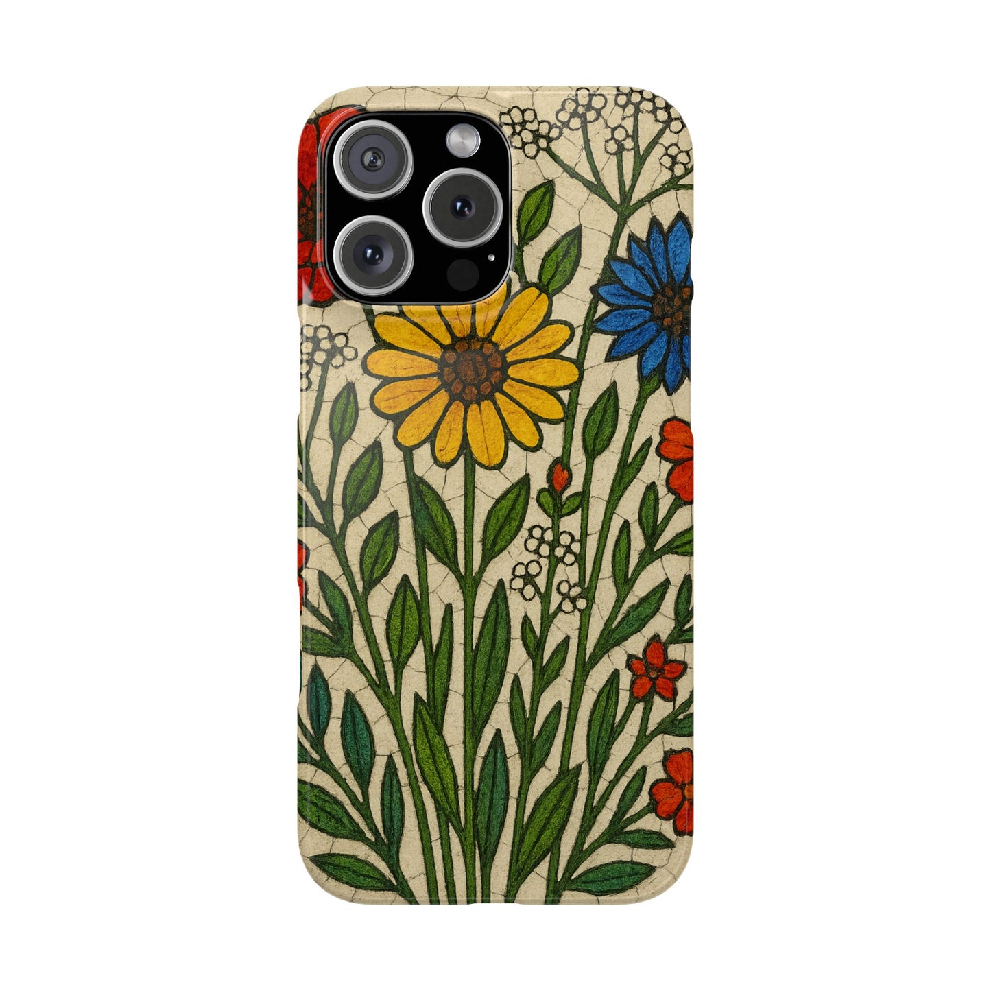 Slim Phone Cases Wildflower Mosaic Floral Art | Colorful Stained Glass Flowers | Boho Botanical
