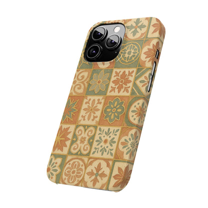 1Slim Phone Cases Boho Dreams Mosaic iPhone MagSafe Case | Vintage Tile Aesthetic | Terracotta, Teal & Gold Ceramic Design