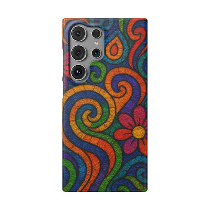 Psychedelic Hippie Phone Case, Boho Rainbow Retro 70s Groovy Art Cover