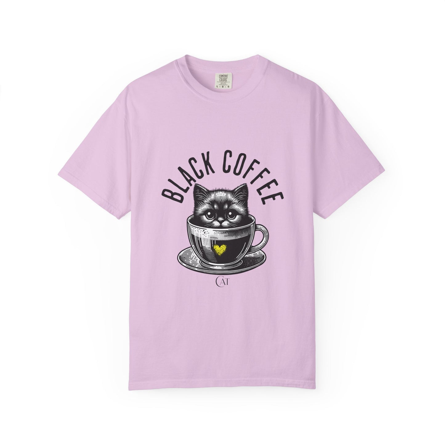 Comfort Colors T-shirt Black Coffee Cat funny, Unisex Tee, Garment-Dyed Shirt, Funny Graphic Tee, Cat Lover Gift, Coffee Lover Shirt