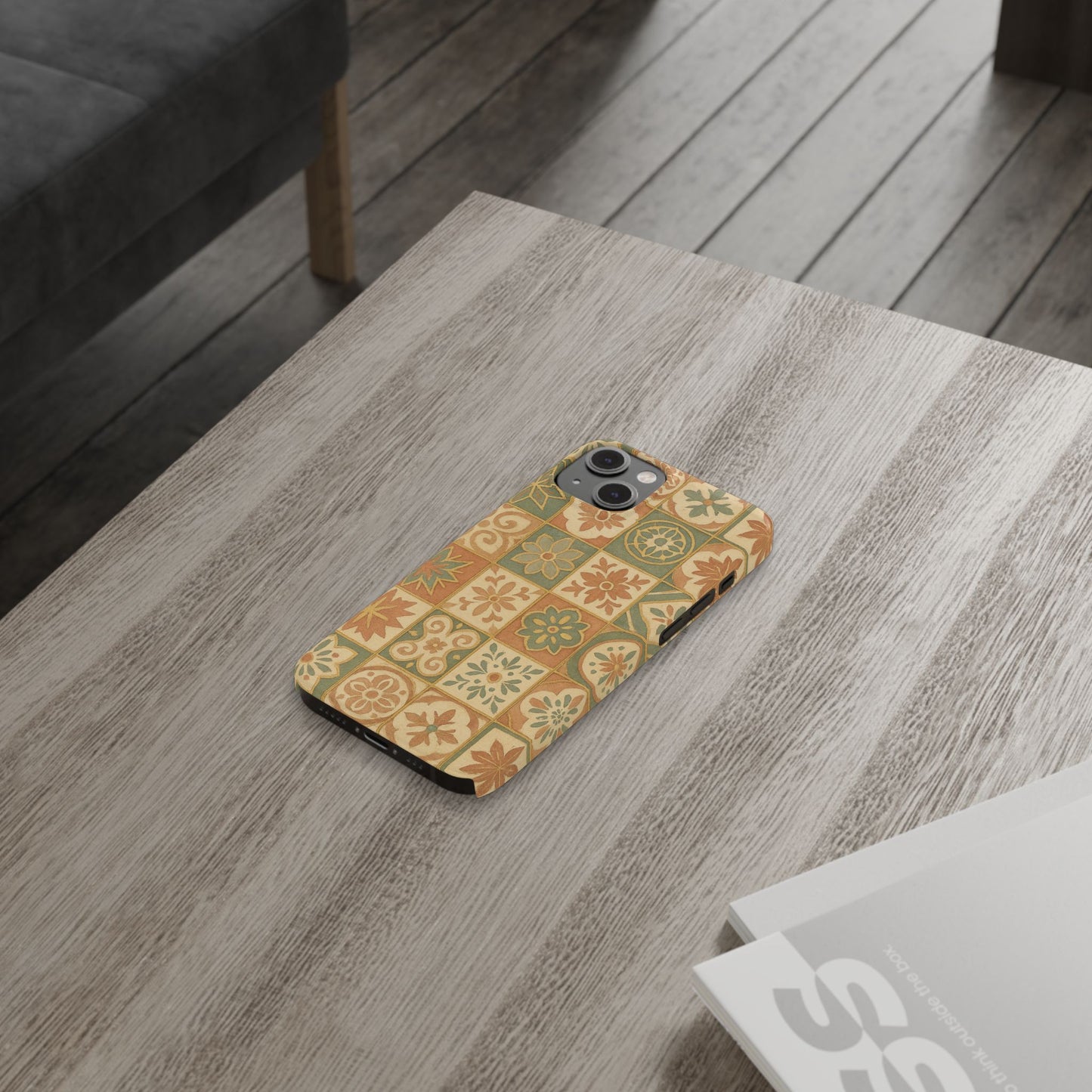 1Slim Phone Cases Boho Dreams Mosaic iPhone MagSafe Case | Vintage Tile Aesthetic | Terracotta, Teal & Gold Ceramic Design