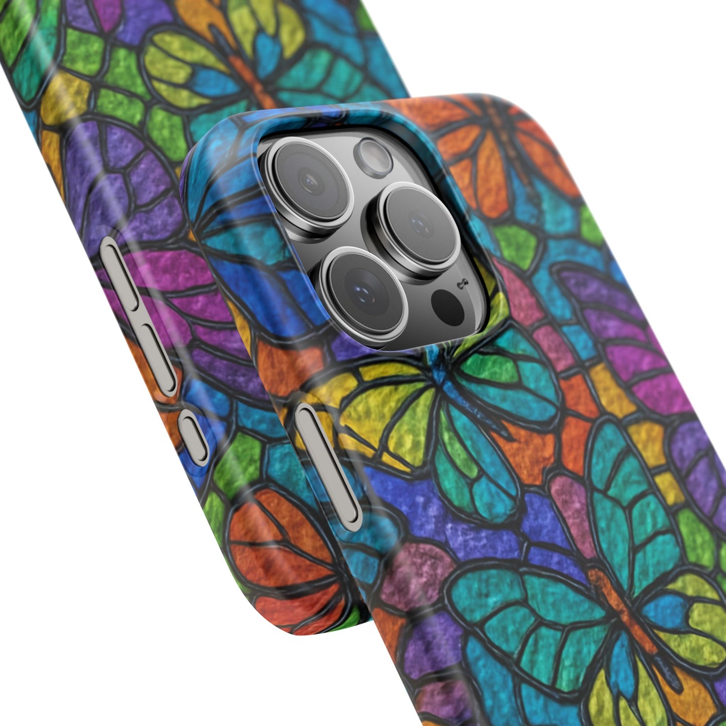 Psychedelic Butterfly Mosaic Phone Case, Trippy Hippie Butterflies,  Rainbow Stained-Glass Art Cover | Boho Festival Aesthetic Case