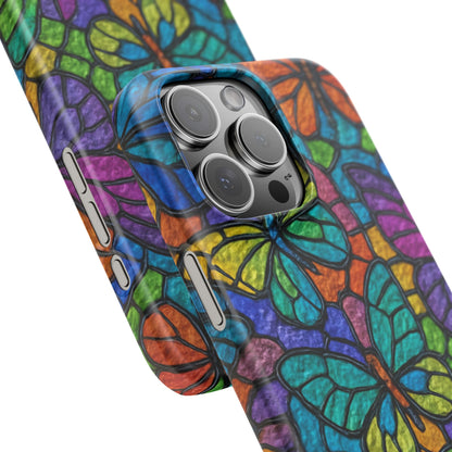 Psychedelic Butterfly Mosaic Phone Case, Trippy Hippie Butterflies,  Rainbow Stained-Glass Art Cover | Boho Festival Aesthetic Case