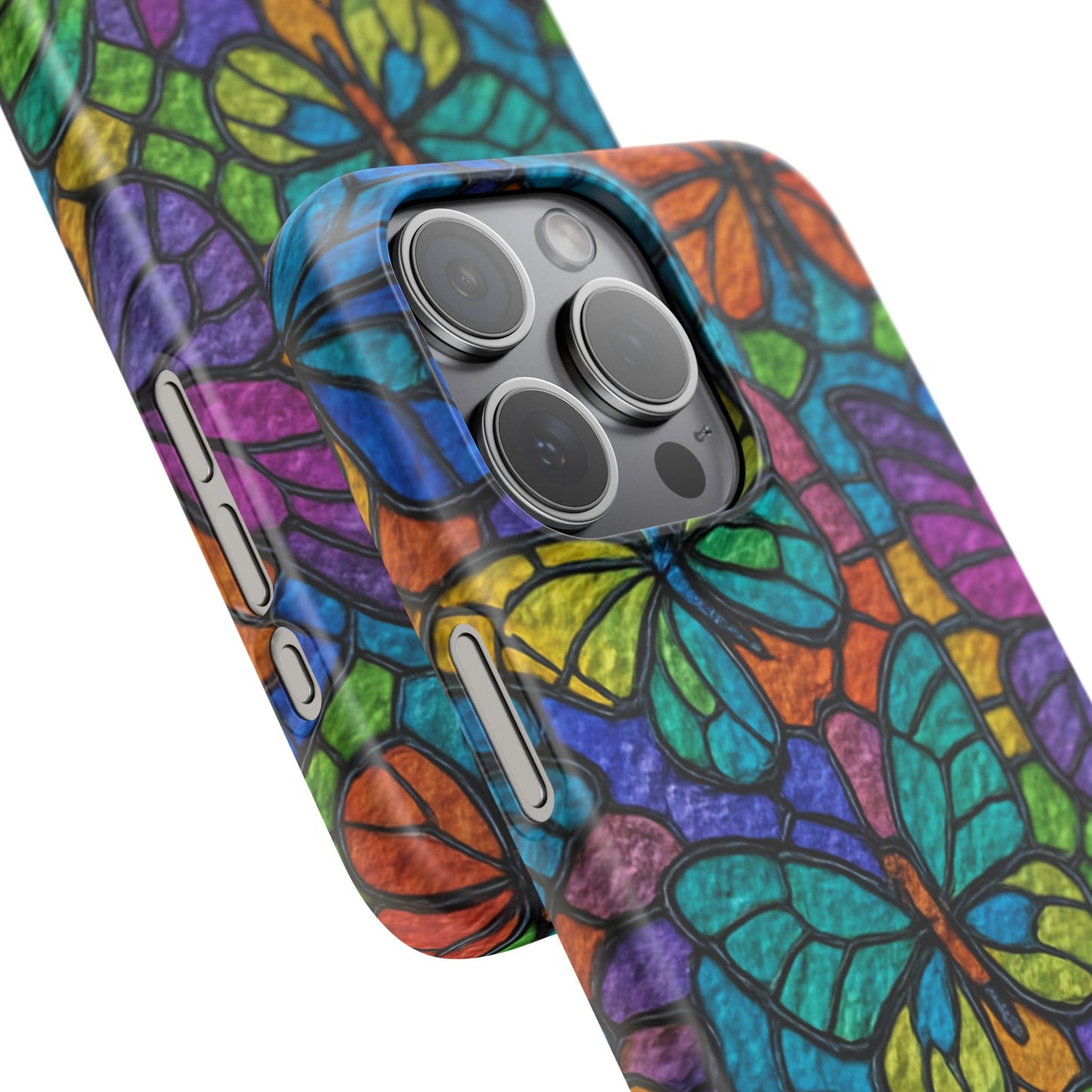 Psychedelic Butterfly Mosaic Phone Case, Trippy Hippie Butterflies,  Rainbow Stained-Glass Art Cover | Boho Festival Aesthetic Case