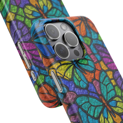 Psychedelic Butterfly Mosaic Phone Case, Trippy Hippie Butterflies,  Rainbow Stained-Glass Art Cover | Boho Festival Aesthetic Case