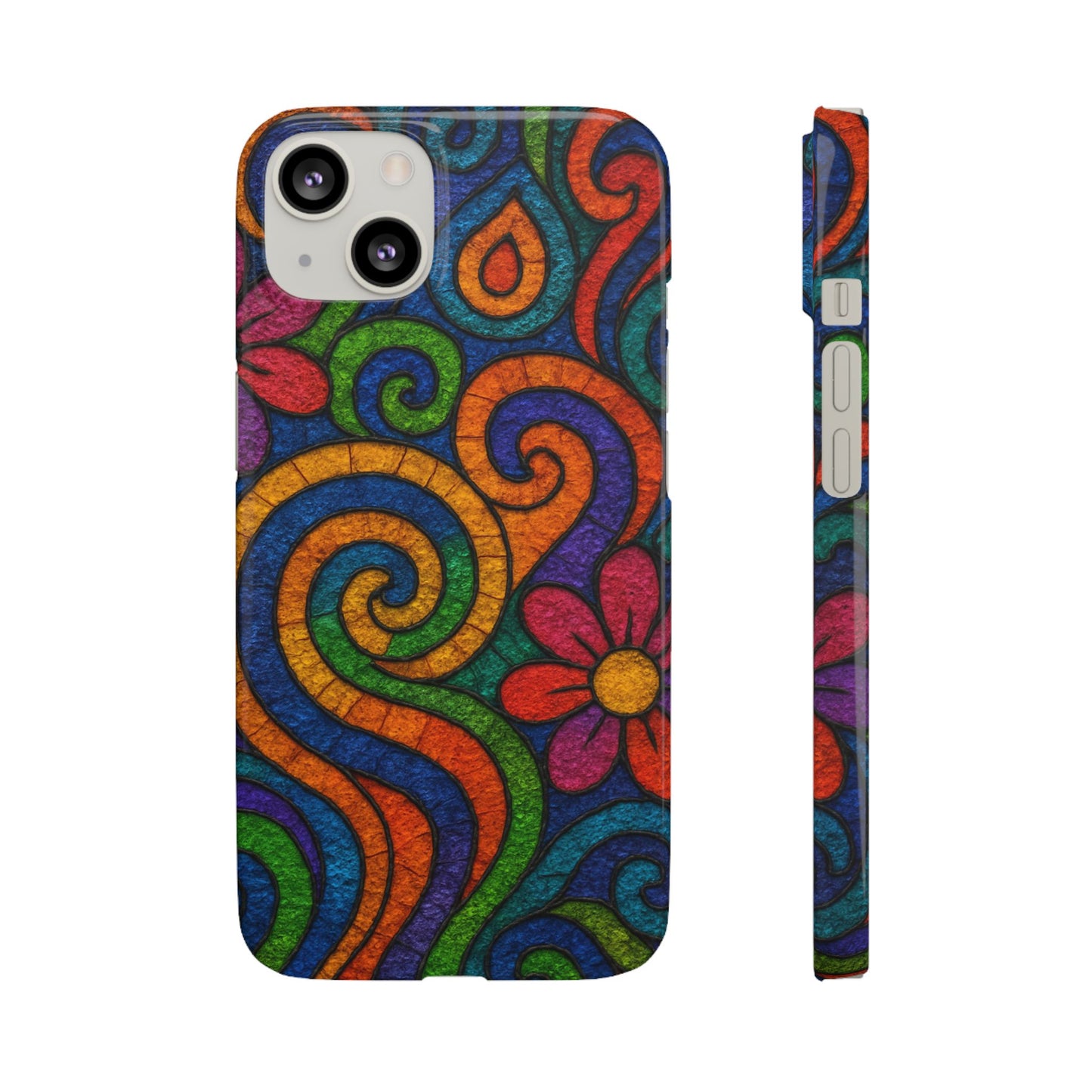 Psychedelic Hippie Phone Case, Boho Rainbow Retro 70s Groovy Art Cover