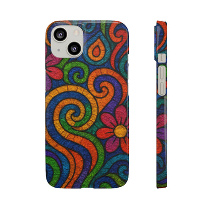 Psychedelic Hippie Phone Case, Boho Rainbow Retro 70s Groovy Art Cover