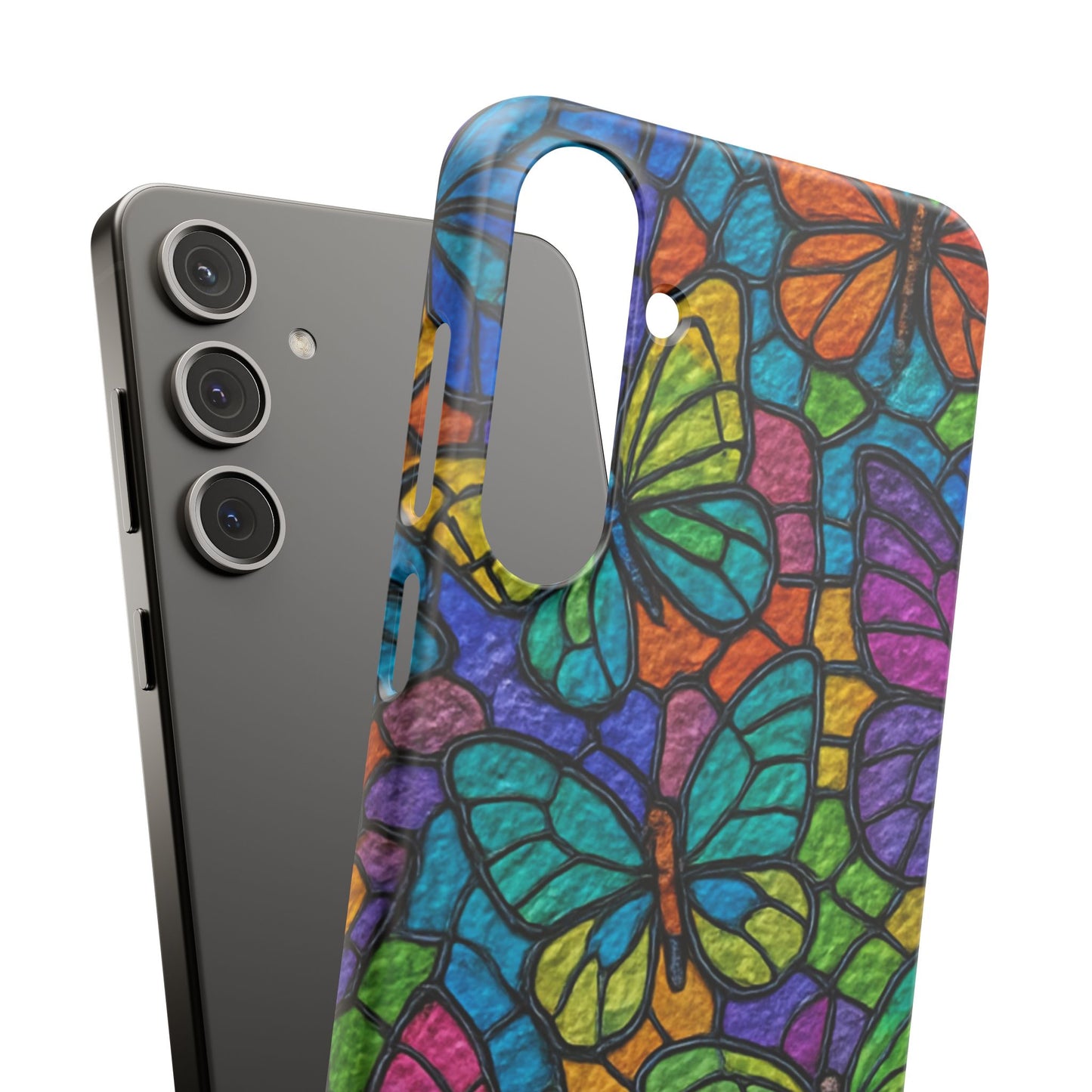Psychedelic Butterfly Mosaic Phone Case, Trippy Hippie Butterflies,  Rainbow Stained-Glass Art Cover | Boho Festival Aesthetic Case