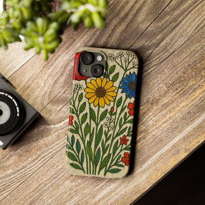 Slim Phone Cases Wildflower Mosaic Floral Art | Colorful Stained Glass Flowers | Boho Botanical