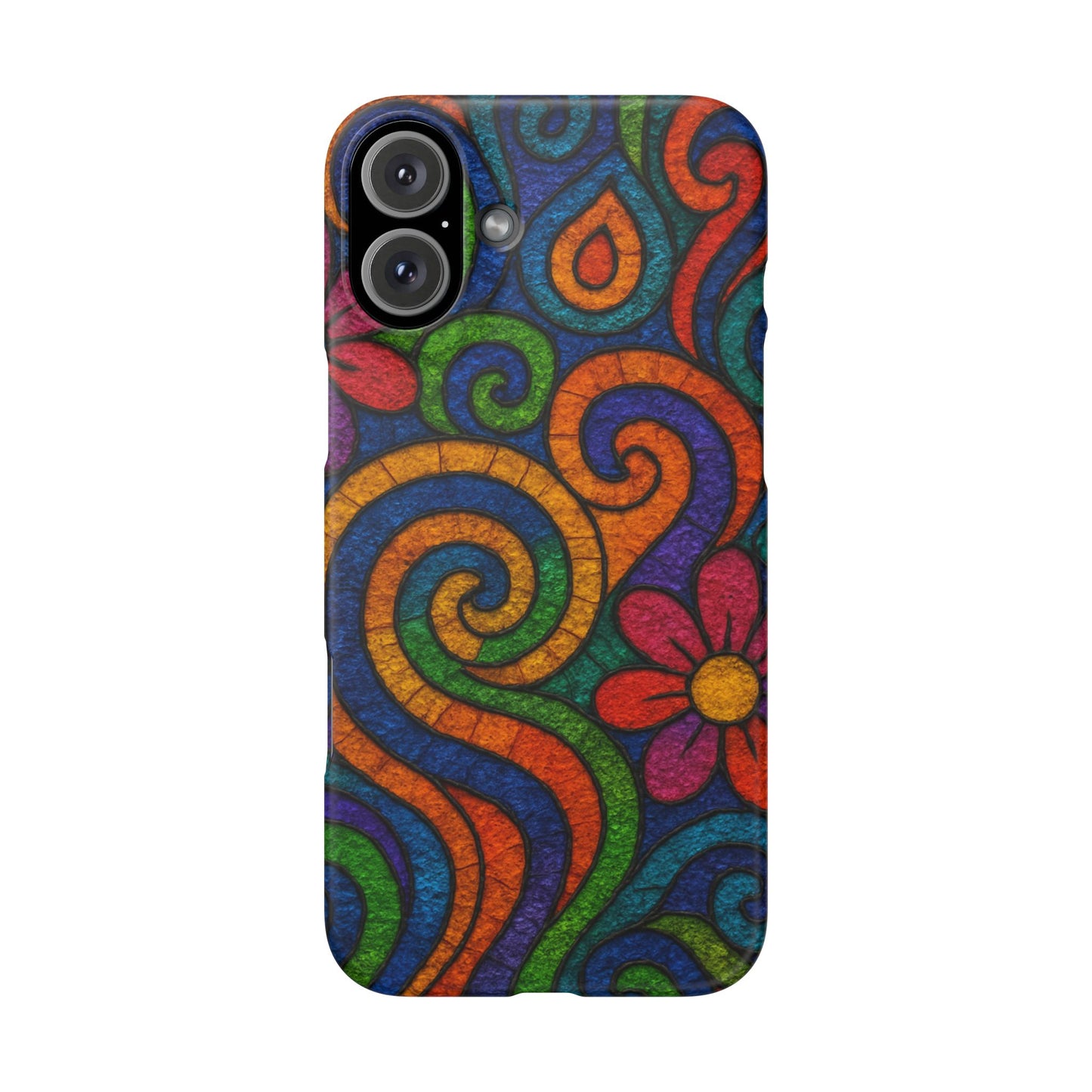 Psychedelic Hippie Phone Case, Boho Rainbow Retro 70s Groovy Art Cover