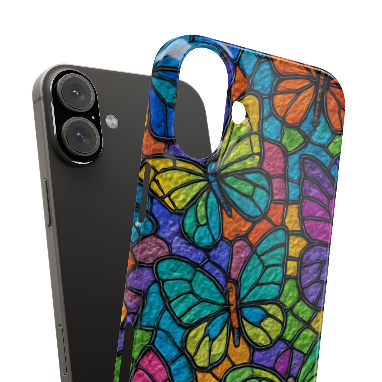 Psychedelic Butterfly Mosaic Phone Case, Trippy Hippie Butterflies,  Rainbow Stained-Glass Art Cover | Boho Festival Aesthetic Case