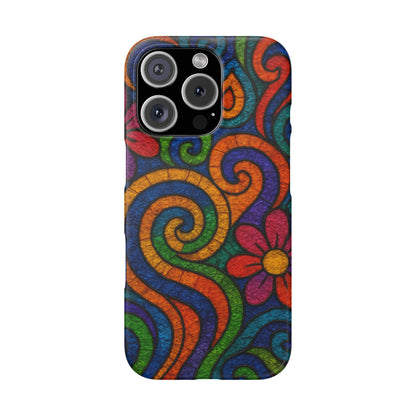 Psychedelic Hippie Phone Case, Boho Rainbow Retro 70s Groovy Art Cover
