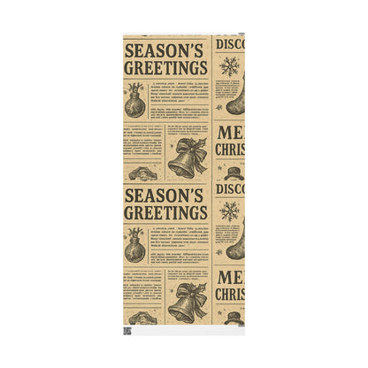Wrapping Papers Vintage Newspaper Christmas Wrapping Paper | Black & White Retro Holiday Gift Wrap