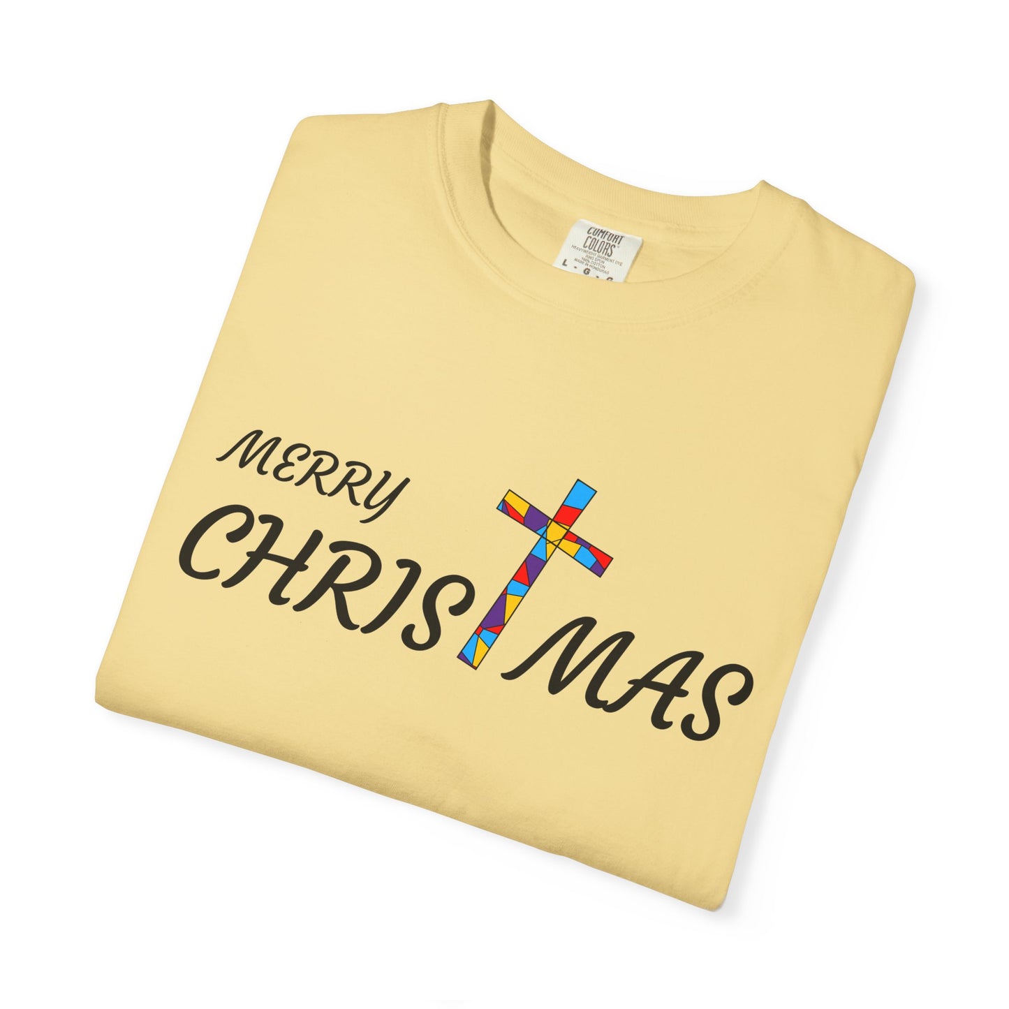 Merry Christmas Unisex  T-shirt with T Cross, Holiday Tee, Festive Shirt, Xmas Apparel, Religious Christmas Top