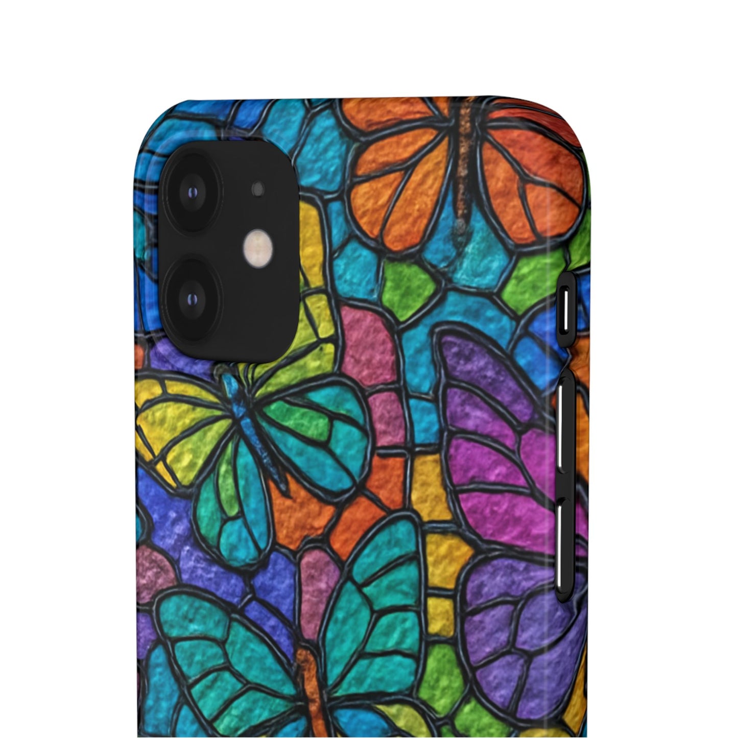 Psychedelic Butterfly Mosaic Phone Case, Trippy Hippie Butterflies,  Rainbow Stained-Glass Art Cover | Boho Festival Aesthetic Case