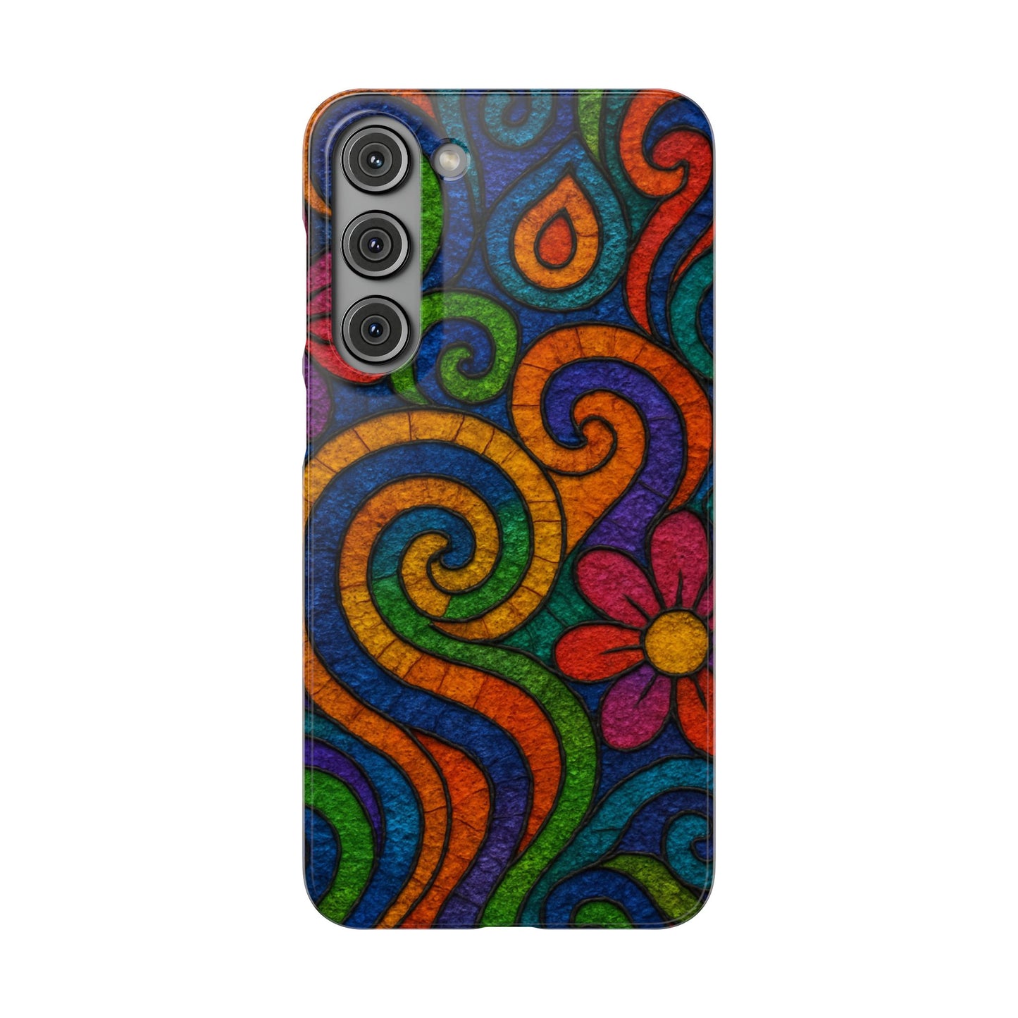 Psychedelic Hippie Phone Case, Boho Rainbow Retro 70s Groovy Art Cover