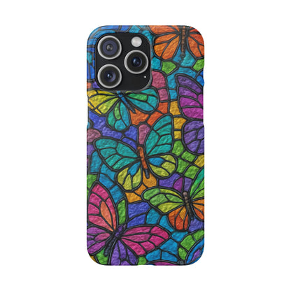 Psychedelic Butterfly Mosaic Phone Case, Trippy Hippie Butterflies,  Rainbow Stained-Glass Art Cover | Boho Festival Aesthetic Case