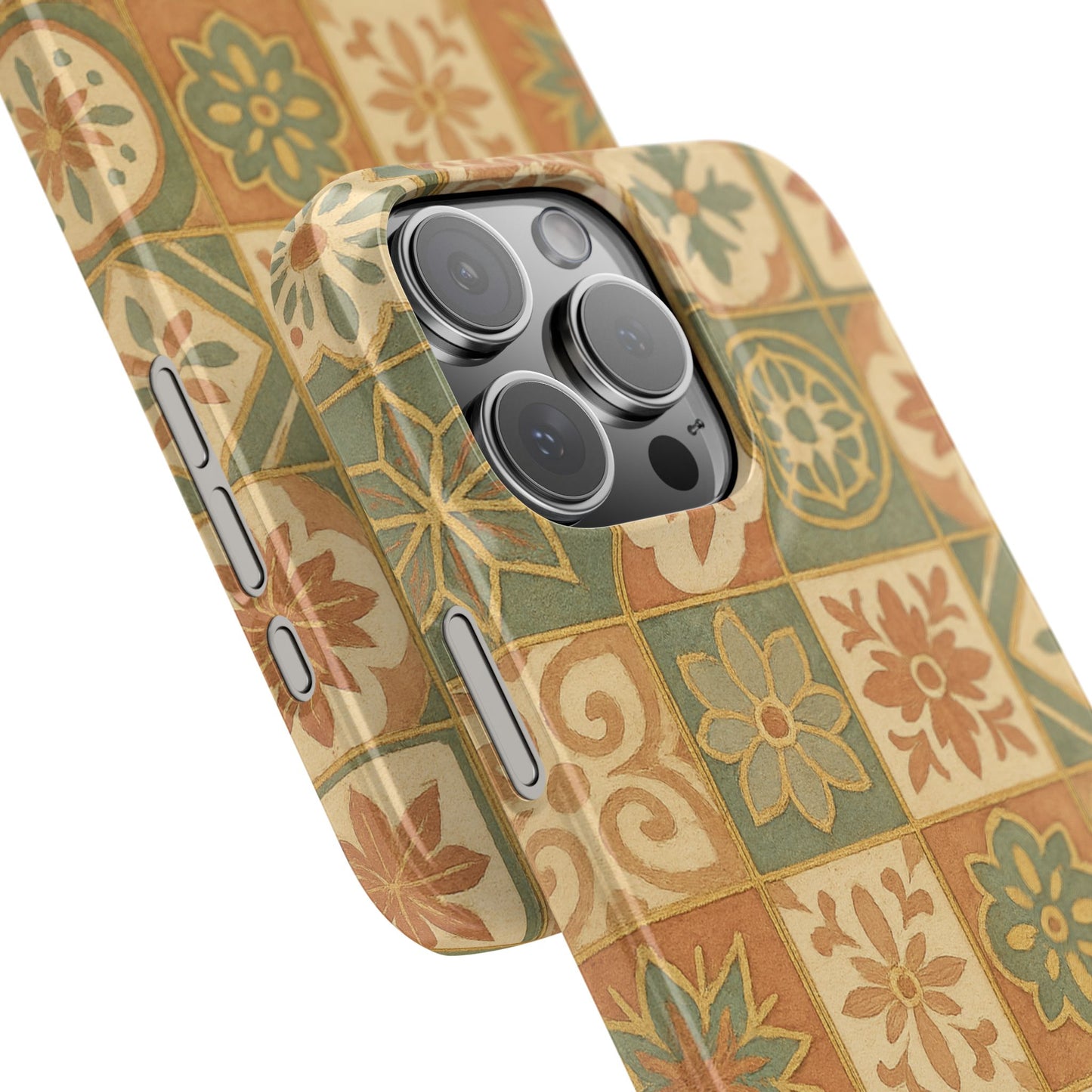 1Slim Phone Cases Boho Dreams Mosaic iPhone MagSafe Case | Vintage Tile Aesthetic | Terracotta, Teal & Gold Ceramic Design