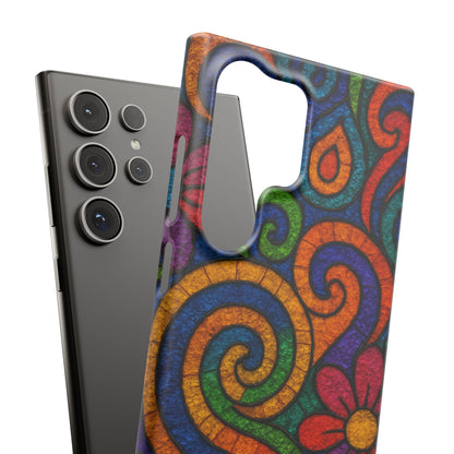 Psychedelic Hippie Phone Case, Boho Rainbow Retro 70s Groovy Art Cover