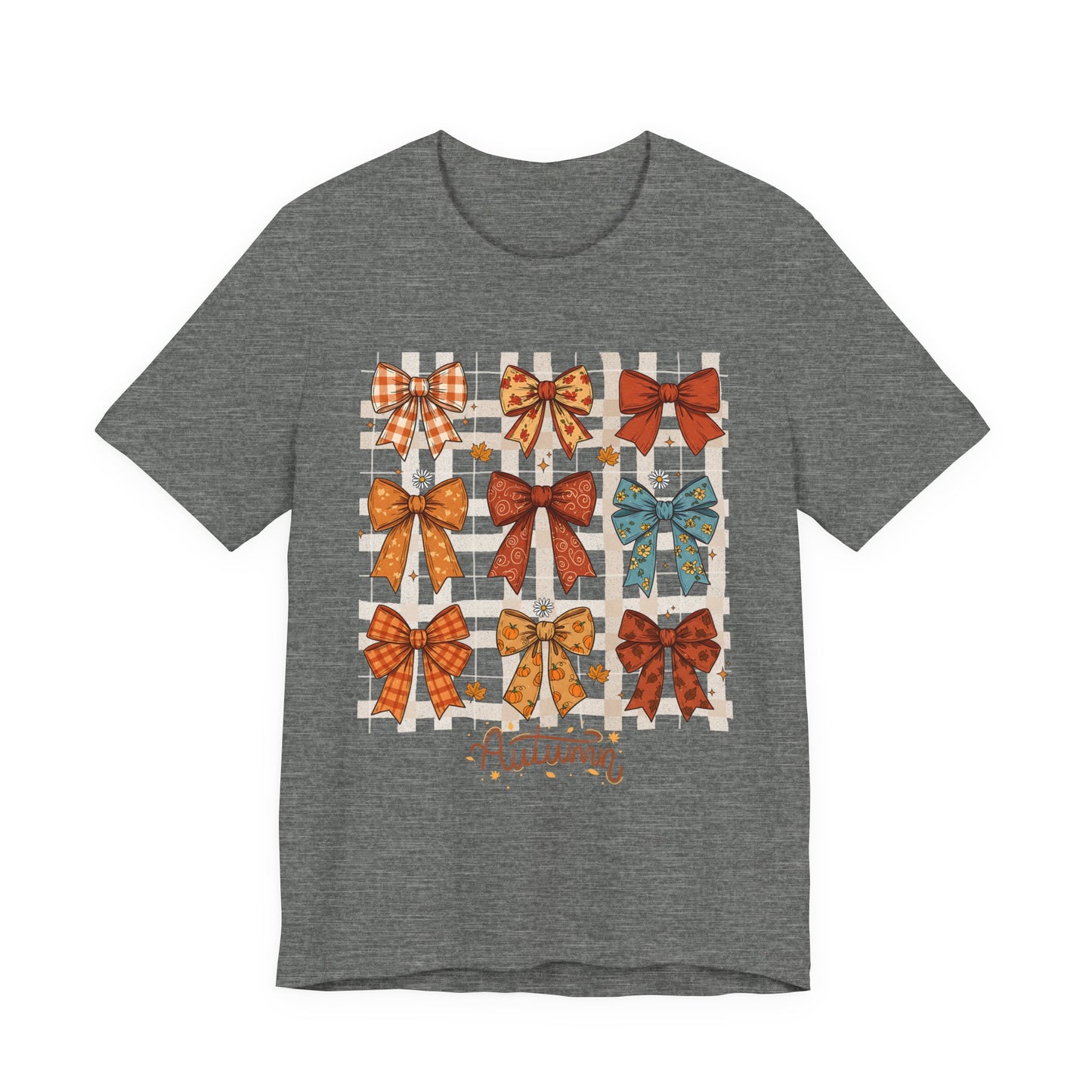 Fall Autumn Bow Coquete Unisex Jersey Short Sleeve Tee, Cute Fall Tee, Autumn Bow Shirt, Cozy Fall T-Shirt, Unisex Fall Top, Neutral Fall