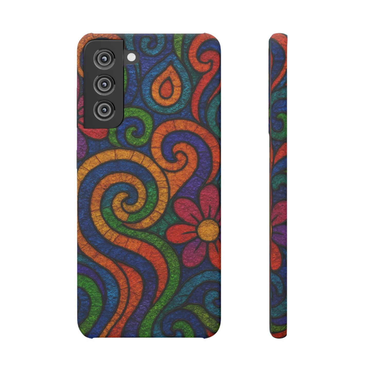 Psychedelic Hippie Phone Case, Boho Rainbow Retro 70s Groovy Art Cover