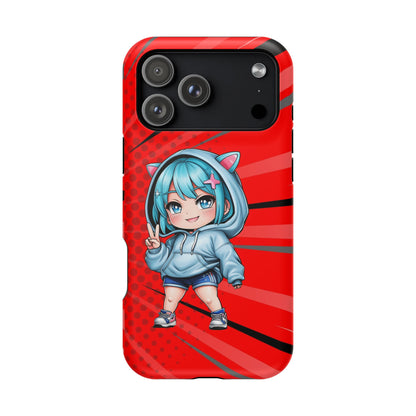 Phone Cases, Cute Chibi Girl in Cat Hoodie, Kawaii Anime Design, Protective Cover, Gift for Anime Fans, Cute Phone Accessories, Cat Lover