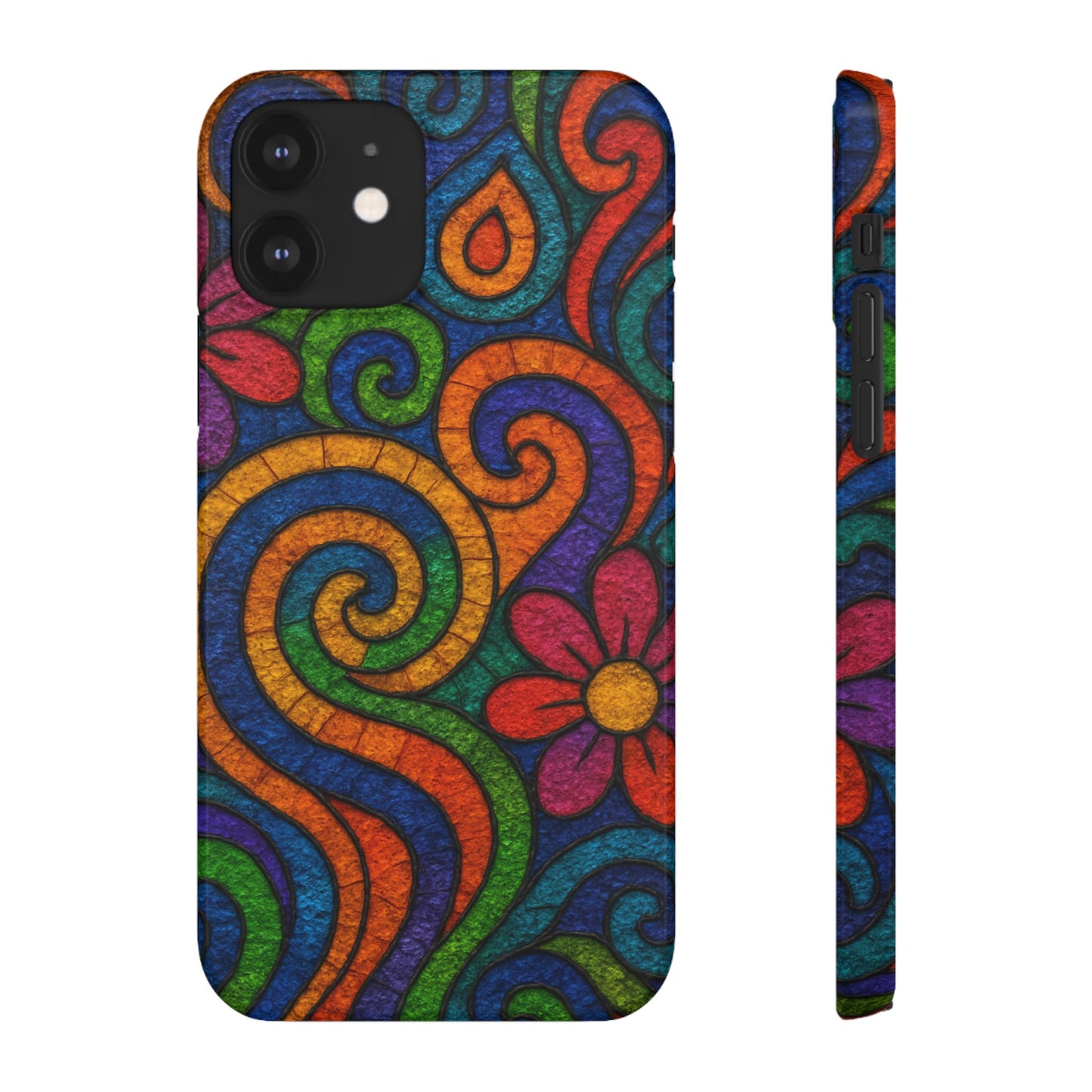 Psychedelic Hippie Phone Case, Boho Rainbow Retro 70s Groovy Art Cover
