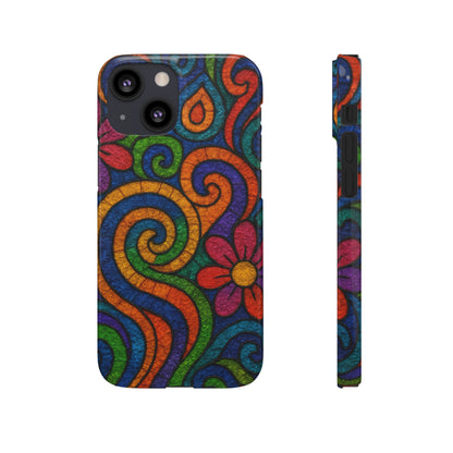 Psychedelic Hippie Phone Case, Boho Rainbow Retro 70s Groovy Art Cover
