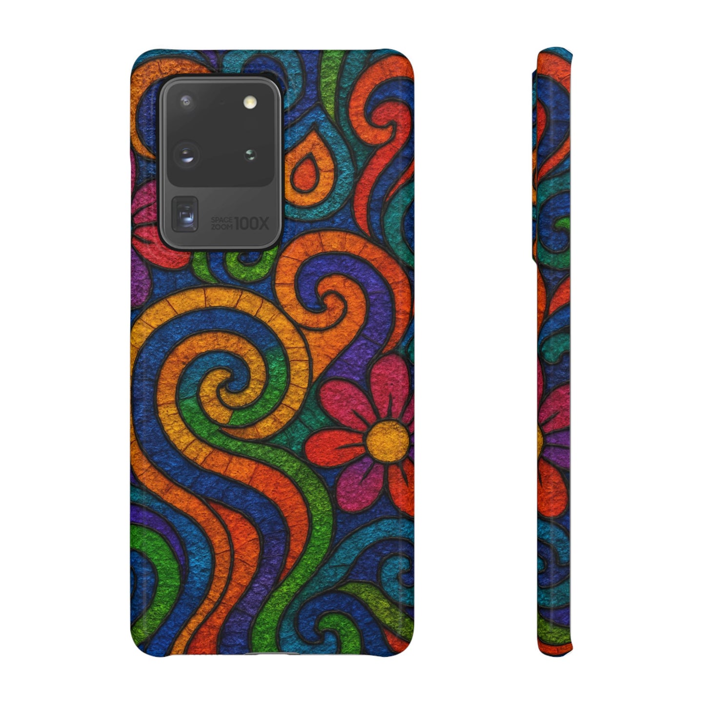 Psychedelic Hippie Phone Case, Boho Rainbow Retro 70s Groovy Art Cover