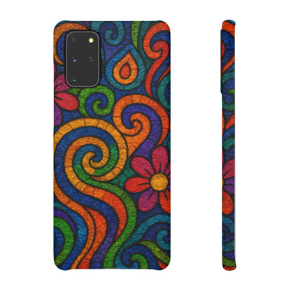 Psychedelic Hippie Phone Case, Boho Rainbow Retro 70s Groovy Art Cover