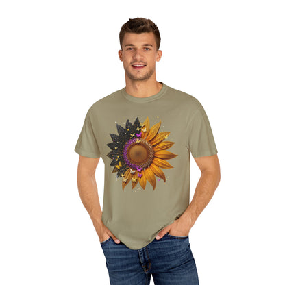 Sunflower Unisex Garment-Dyed T-shirt, Yellow Flower Tee, Floral Shirt, Botanical Top, Nature Lover Gift