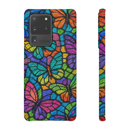 Psychedelic Butterfly Mosaic Phone Case, Trippy Hippie Butterflies,  Rainbow Stained-Glass Art Cover | Boho Festival Aesthetic Case