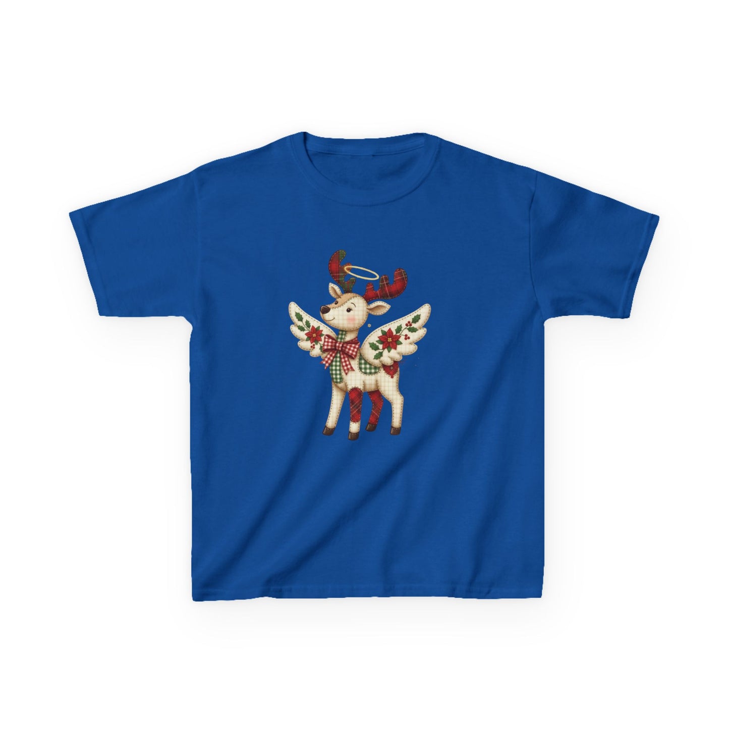 Christmas Deer Patchwork Kids Tee - Festive Children's Clothing