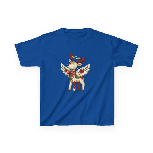 Christmas Deer Patchwork Kids Tee - Festive Children's Clothing