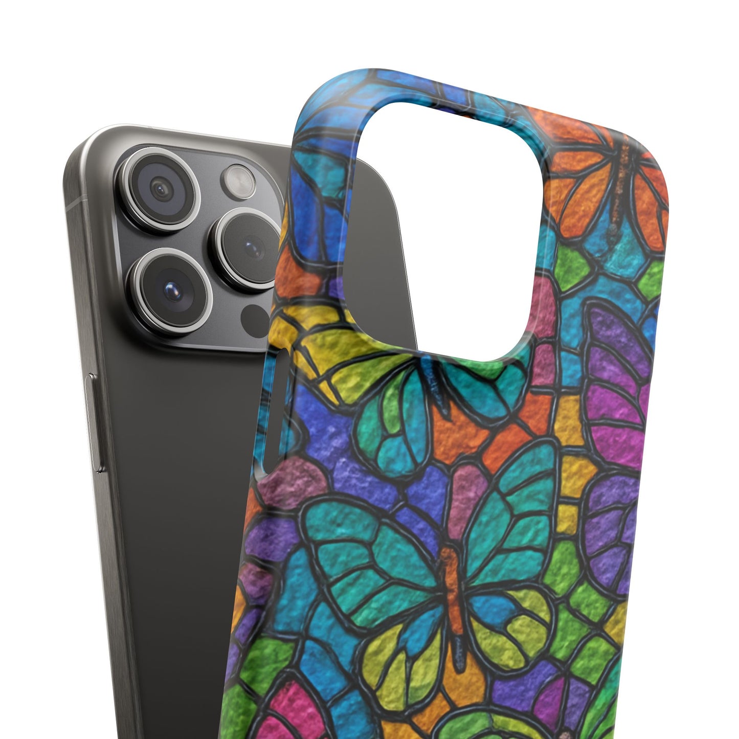 Psychedelic Butterfly Mosaic Phone Case, Trippy Hippie Butterflies,  Rainbow Stained-Glass Art Cover | Boho Festival Aesthetic Case