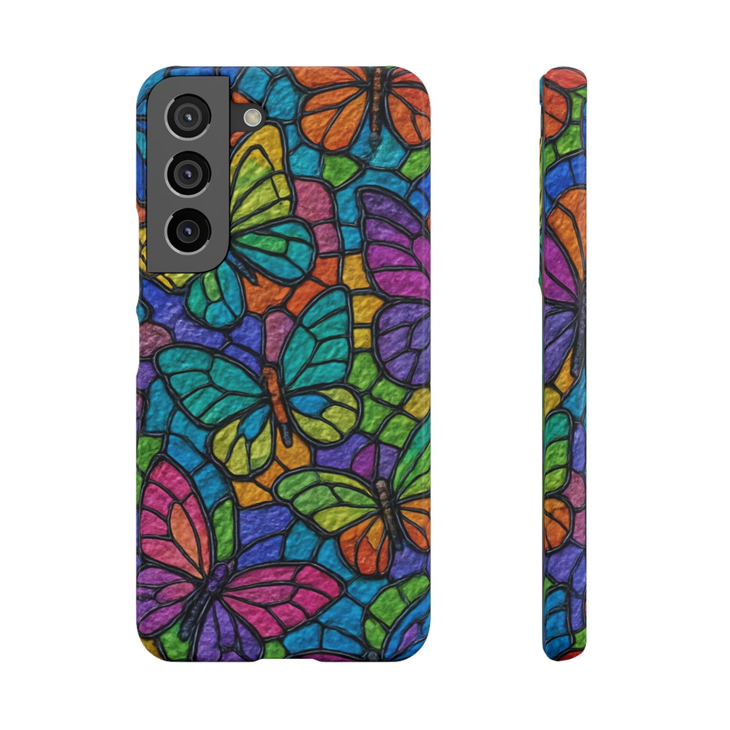 Psychedelic Butterfly Mosaic Phone Case, Trippy Hippie Butterflies,  Rainbow Stained-Glass Art Cover | Boho Festival Aesthetic Case